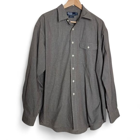 Polo Ralph Lauren Mens Vintage Wyatt Micro Check Plaid Button Down Shirt Sz XL - Picture 1 of 11